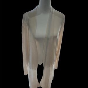 Anne Klein long open front knit cream colored cardigan, size 3X